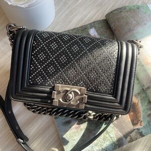 Chanel Diamond Studded Boy Bag Small 20 Chain